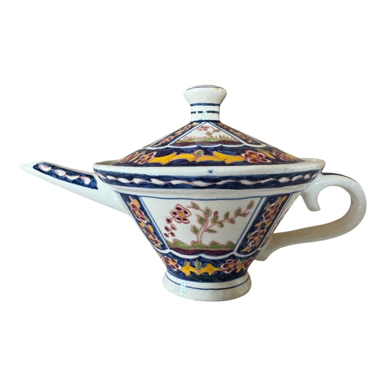 Antique Faience Quimper Pottery Lidded Invalid Feeder