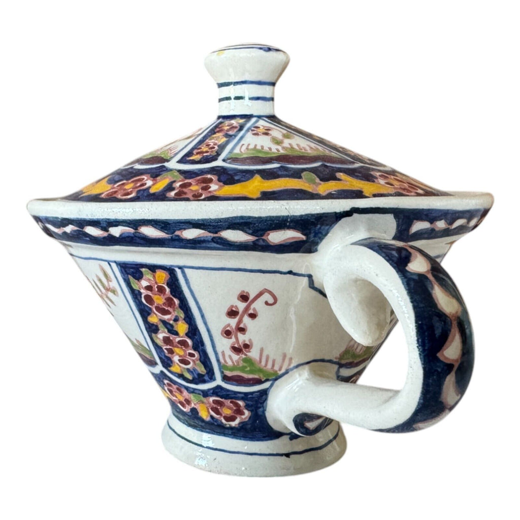 Antique Faience Quimper Pottery Lidded Invalid Feeder