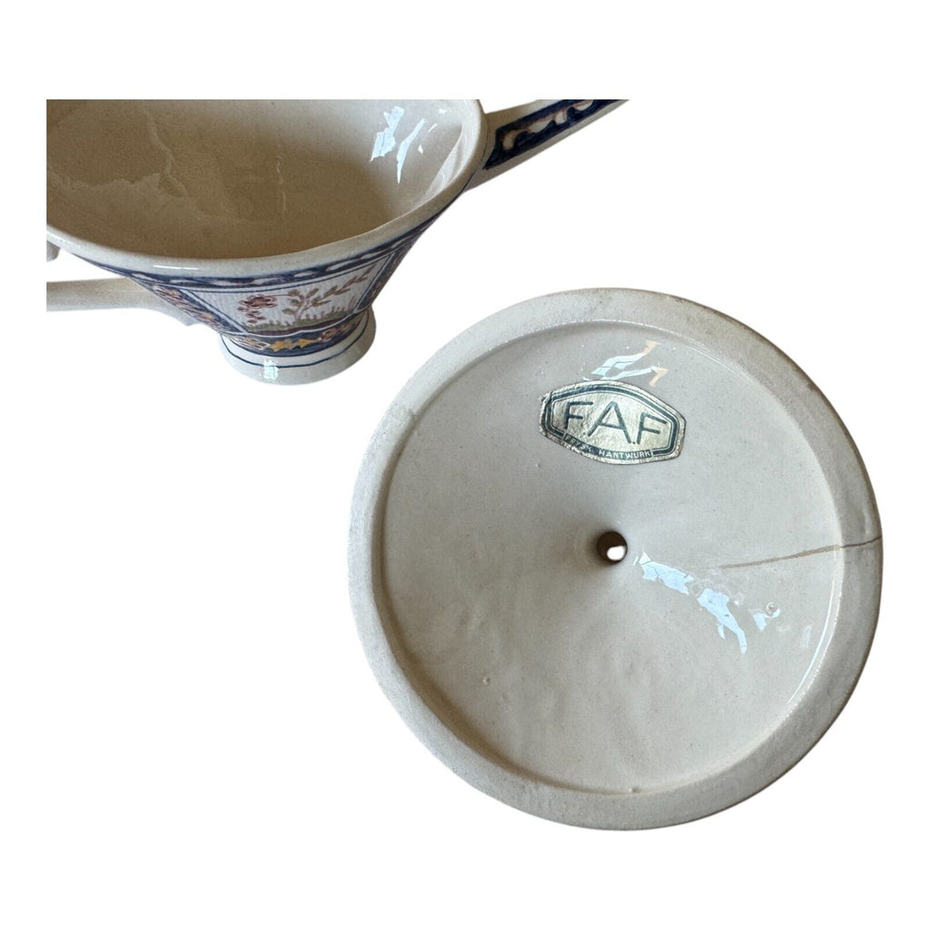 Antique Faience Quimper Pottery Lidded Invalid Feeder