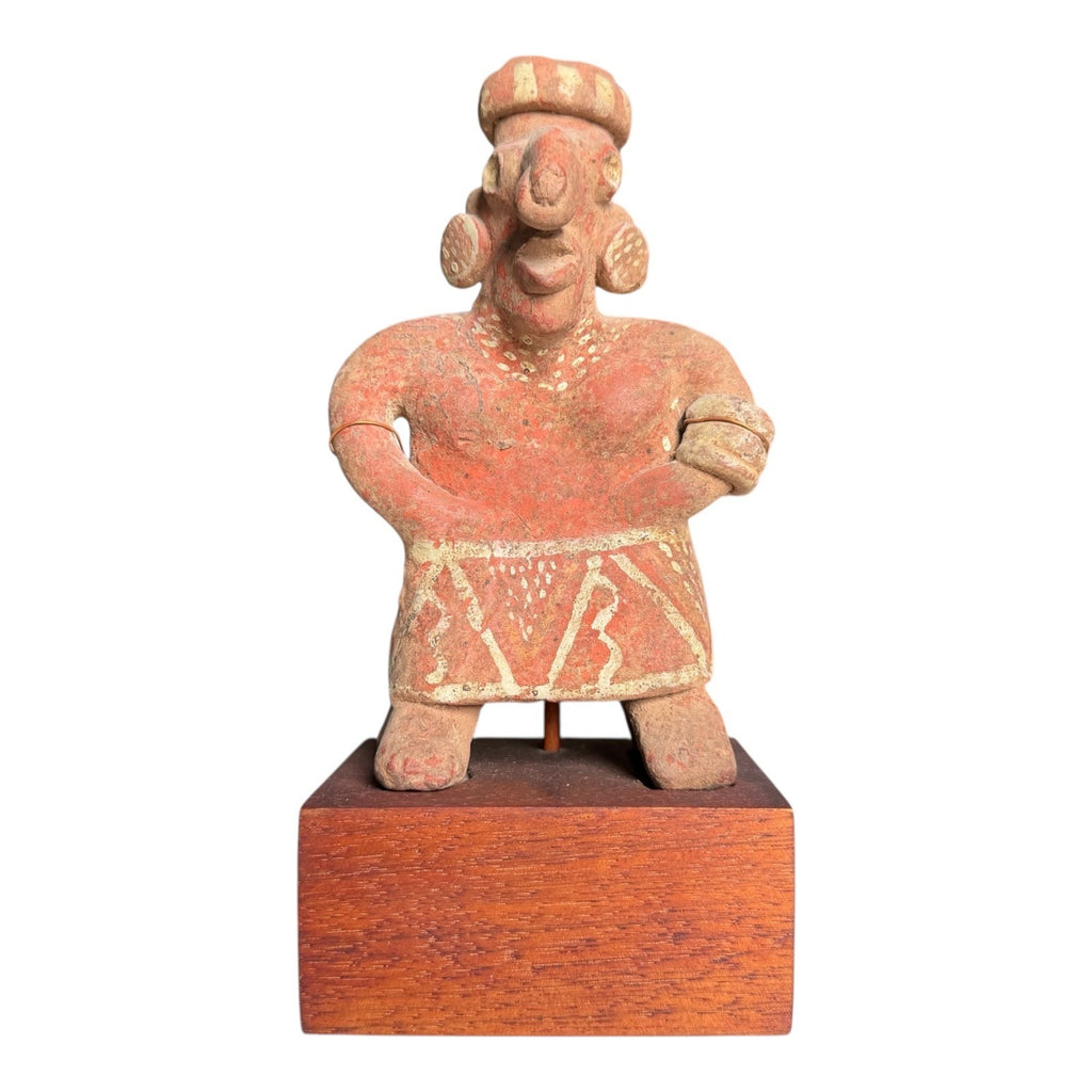 Antique Pre-Columbian Nayarit Standing Female Votive Figure Sculpture on Stand