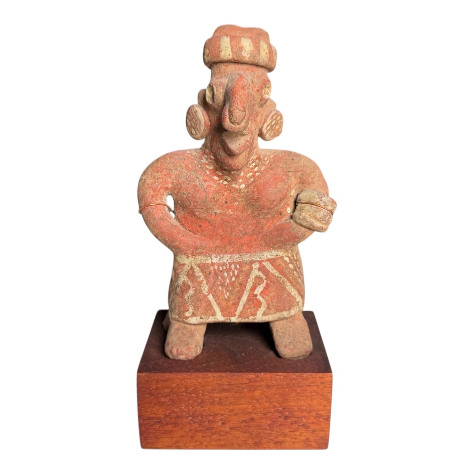 Antique Pre-Columbian Nayarit Standing Female Votive Figure Sculpture on Stand