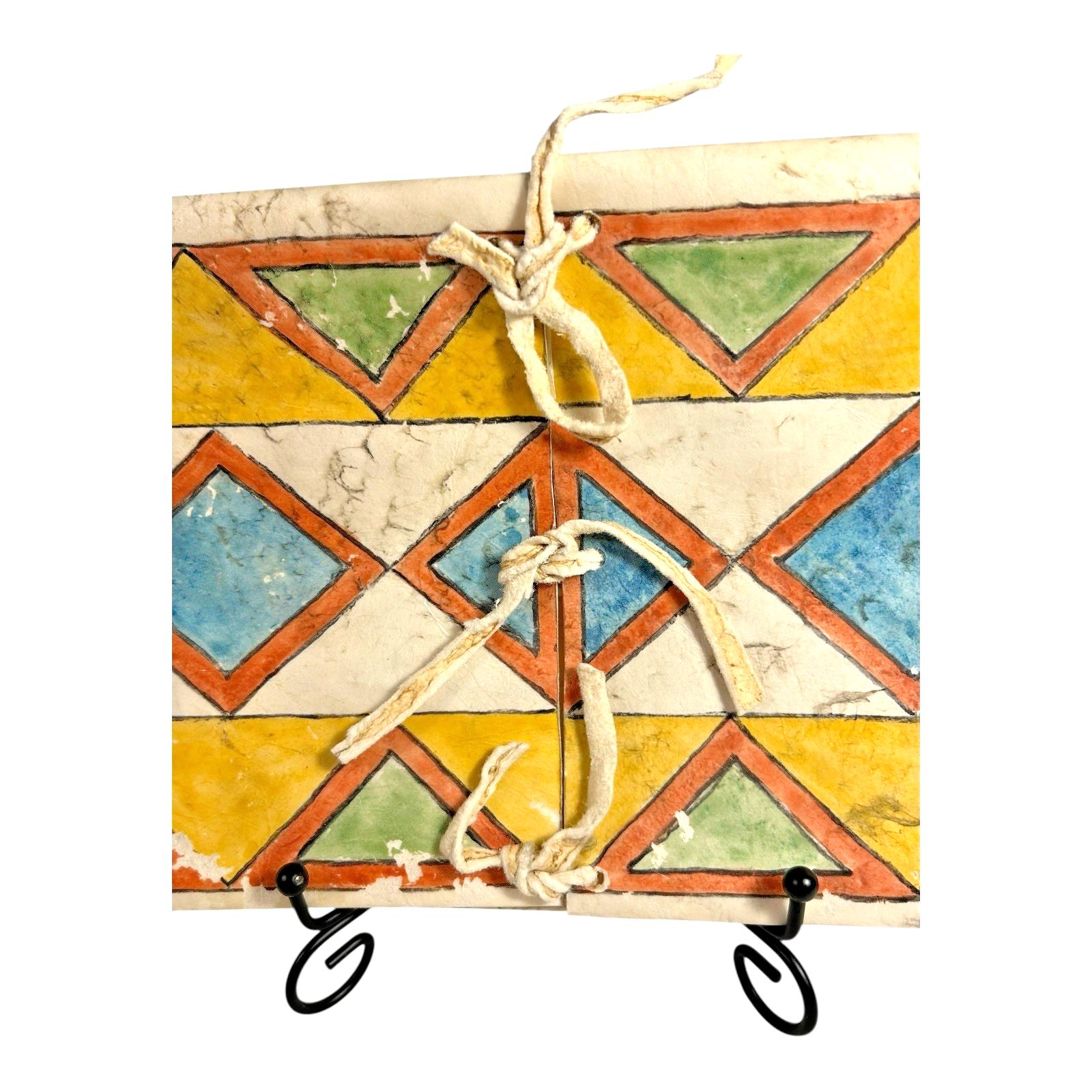 Antique Native American Plains Parfleche Envelope - Geometric Painted Rawhide