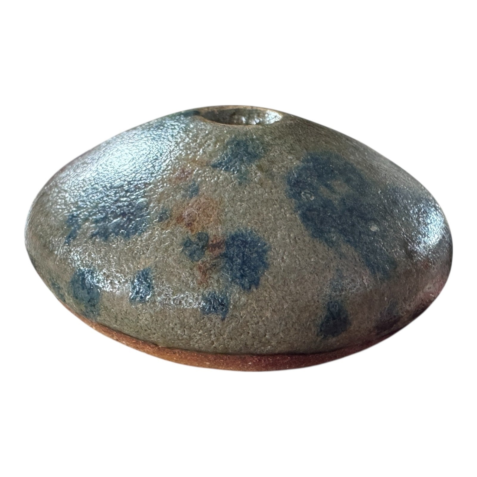 Vintage Studio Art Pottery Blue & Brown Seed Pot Vase (Signed, J Thing)
