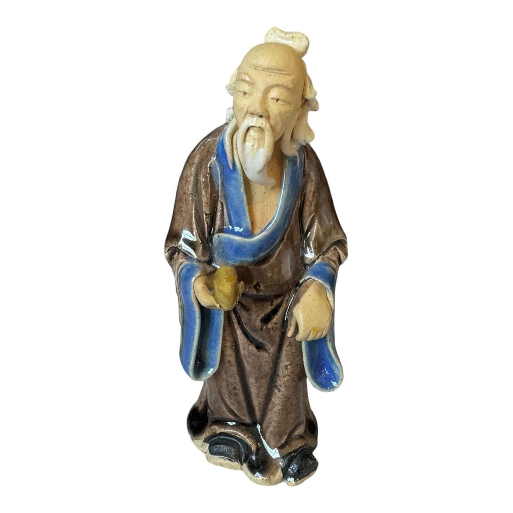 Antique Chinese Export Brown Glazed Ceramic Pottery Mudman Figurine Statue