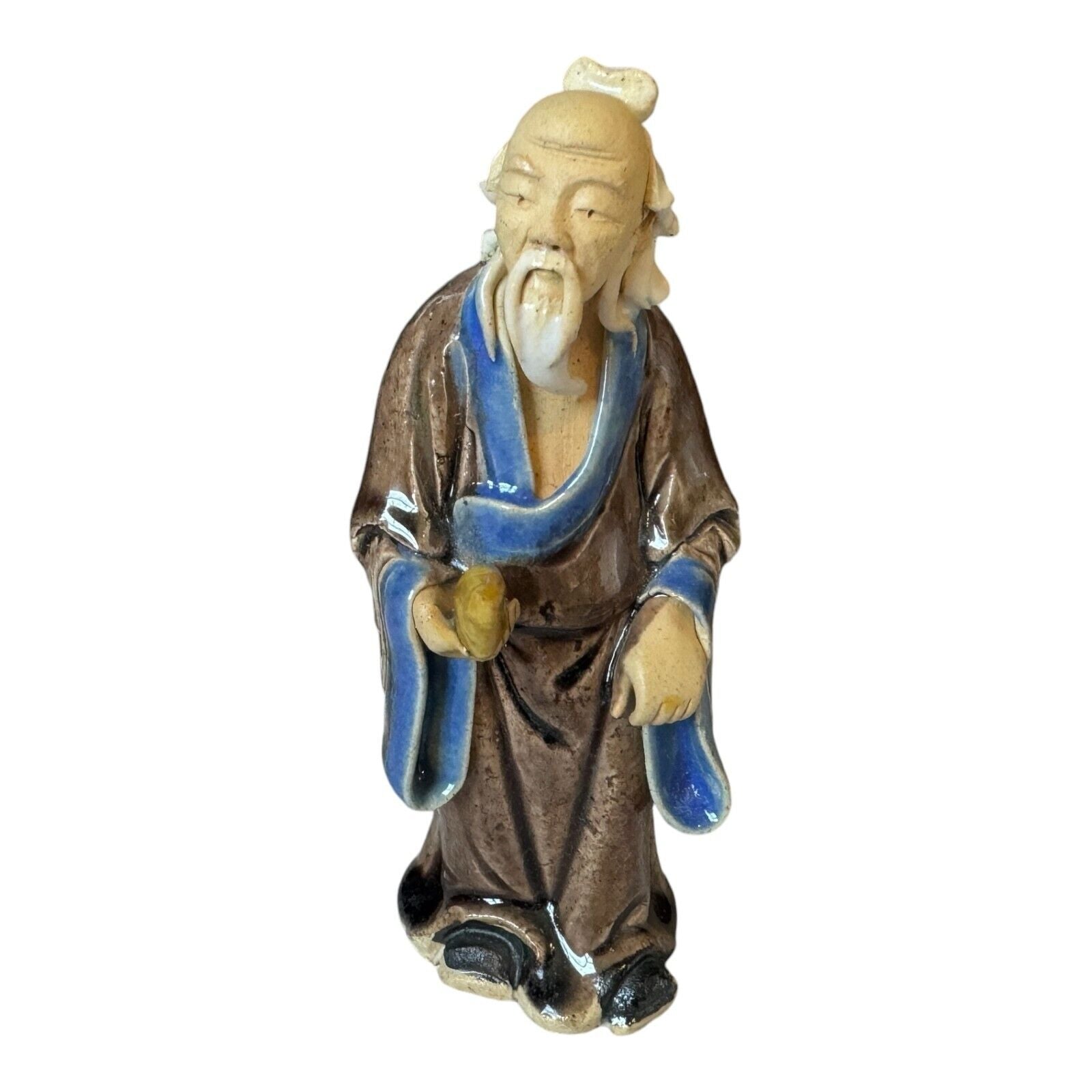 Antique Chinese Export Brown Glazed Ceramic Pottery Mudman Figurine Statue