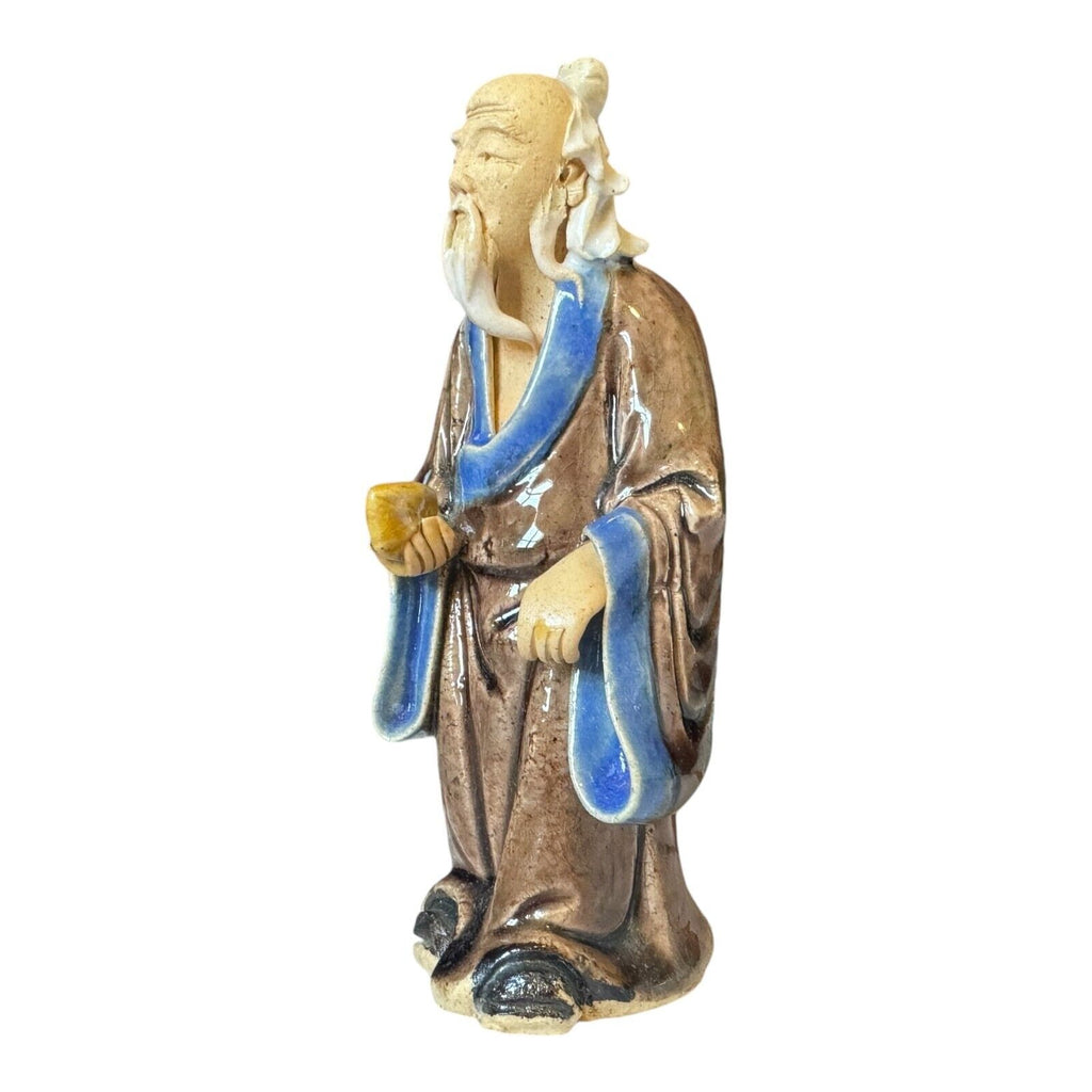 Antique Chinese Export Brown Glazed Ceramic Pottery Mudman Figurine Statue