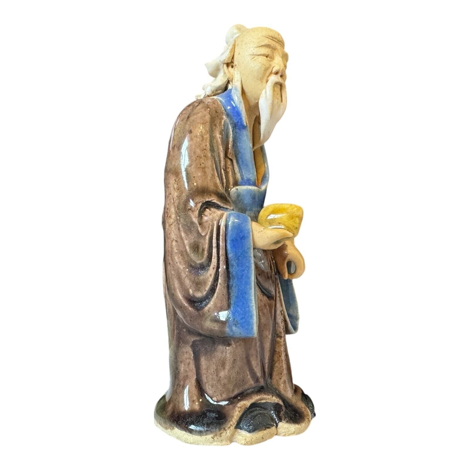 Antique Chinese Export Brown Glazed Ceramic Pottery Mudman Figurine Statue