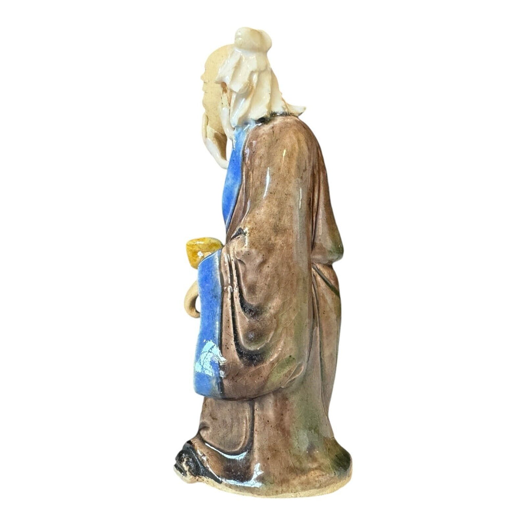 Antique Chinese Export Brown Glazed Ceramic Pottery Mudman Figurine Statue