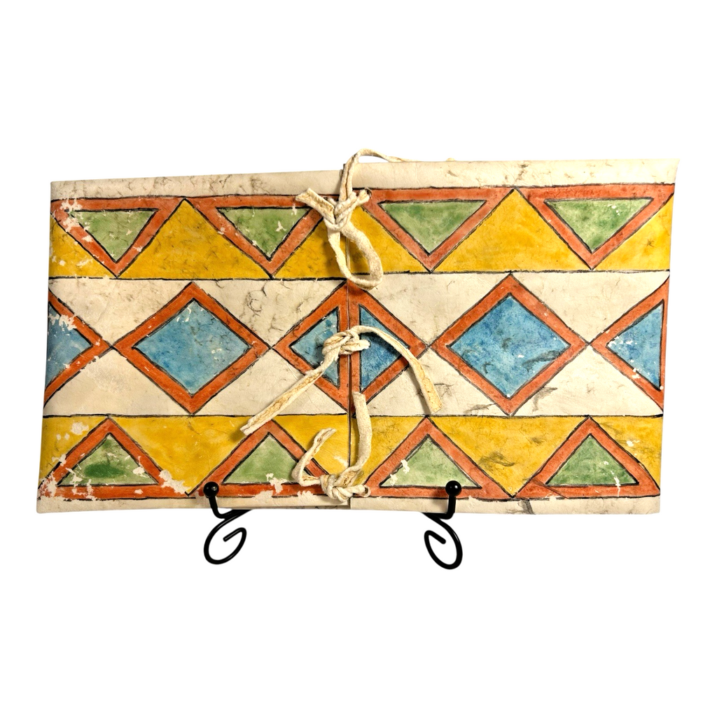 Antique Native American Plains Parfleche Envelope - Geometric Painted Rawhide