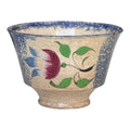 Antique Staffordshire Blue Spatterware Spongeware Teacup - Tulip Floral Design
