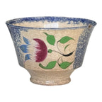 Antique Staffordshire Blue Spatterware Spongeware Teacup - Tulip Floral Design