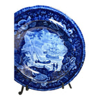 Antique Staffordshire Blue Transferware Historical Bowl Ship Cadmus - Lafayette