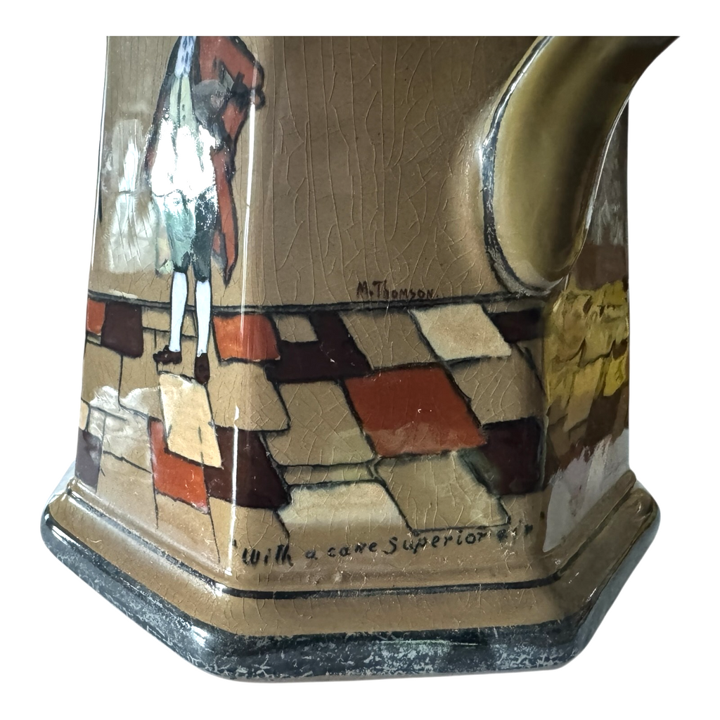 Antique 1925 Buffalo Pottery Deldare Ware "Ye Village Street" Pitcher