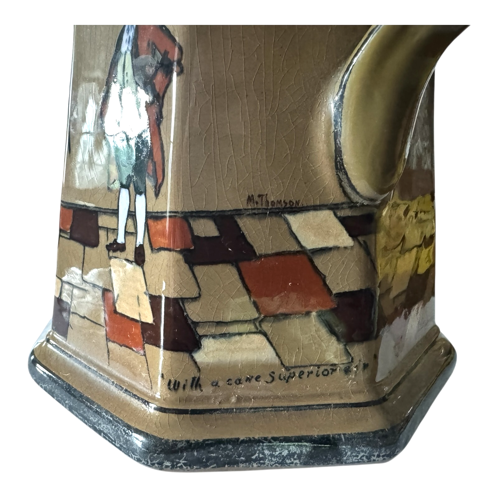 Antique 1925 Buffalo Pottery Deldare Ware "Ye Village Street" Pitcher