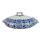 Antique Royal Vienna Porcelain Blue & White Covered Tureen - Beehive Mark