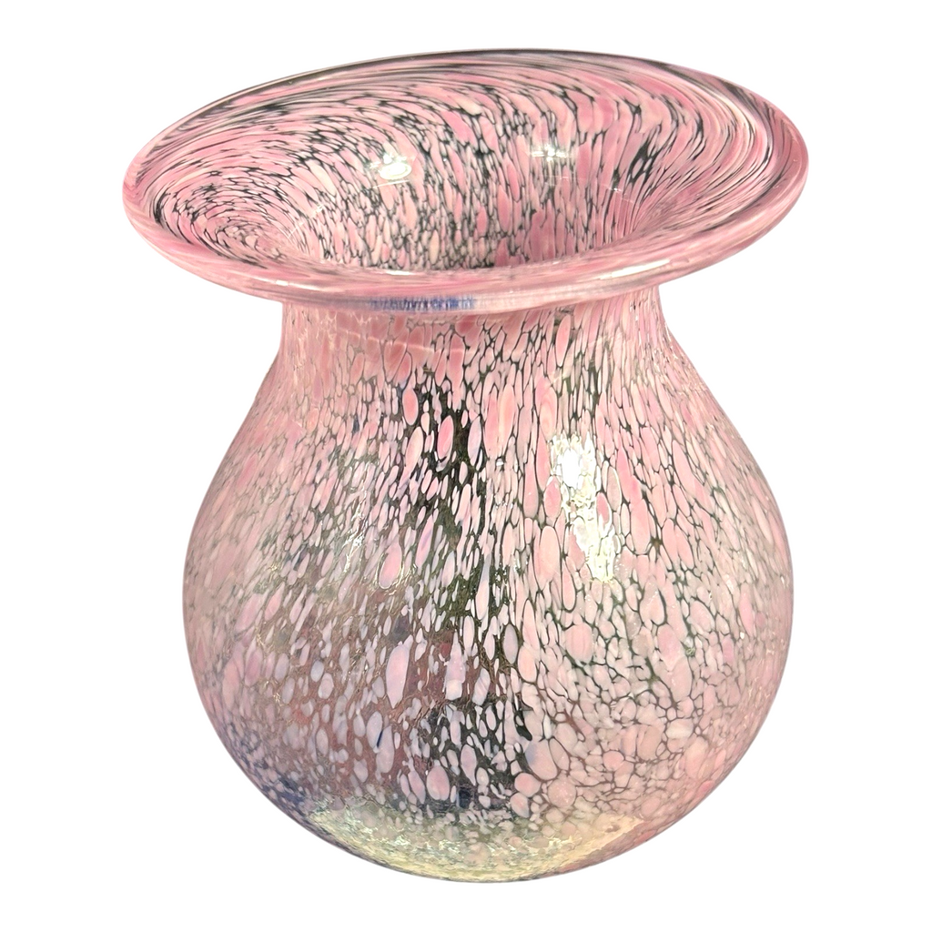 Vintage Kosta Boda Swedish Art Glass Pink Confetti Vase - Signed Ulrica Vallien