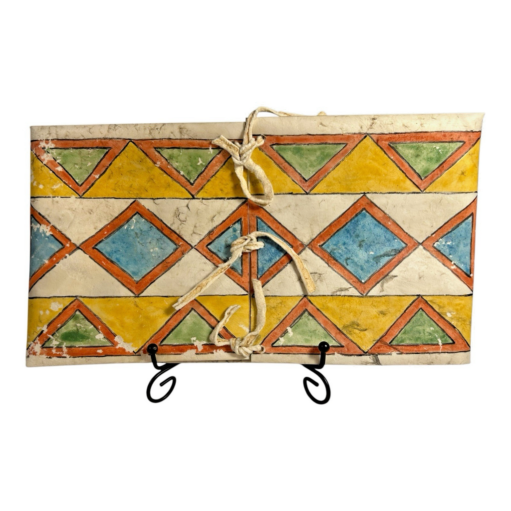 Antique Native American Plains Parfleche Envelope - Geometric Painted Rawhide