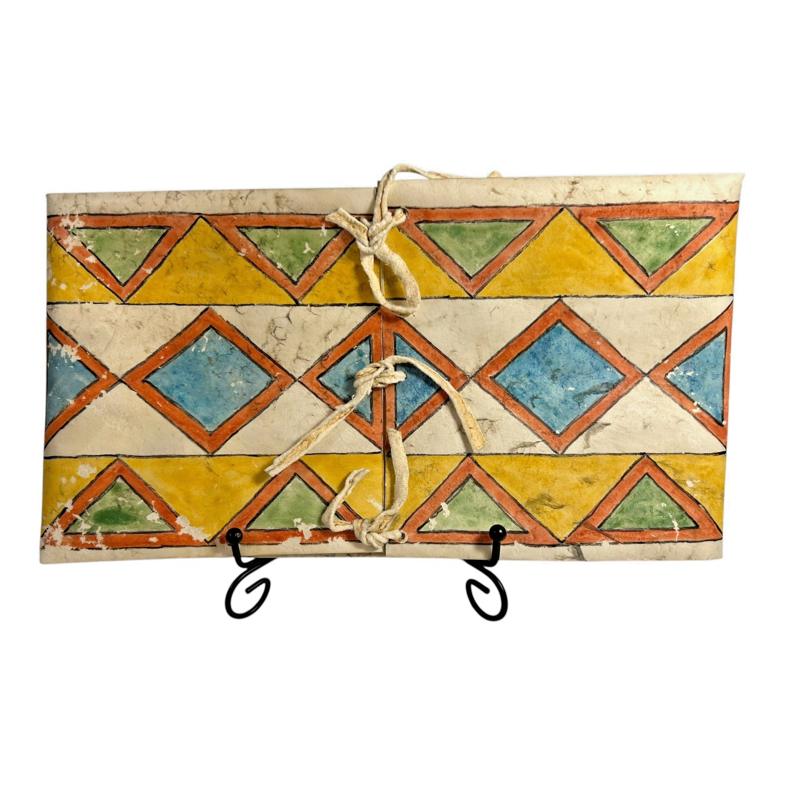 Antique Native American Plains Parfleche Envelope - Geometric Painted Rawhide