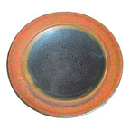 Vintage Studio Pottery Oil Spot Tenmoku Glaze Dinner Plate - Orange Kaki 9.75”