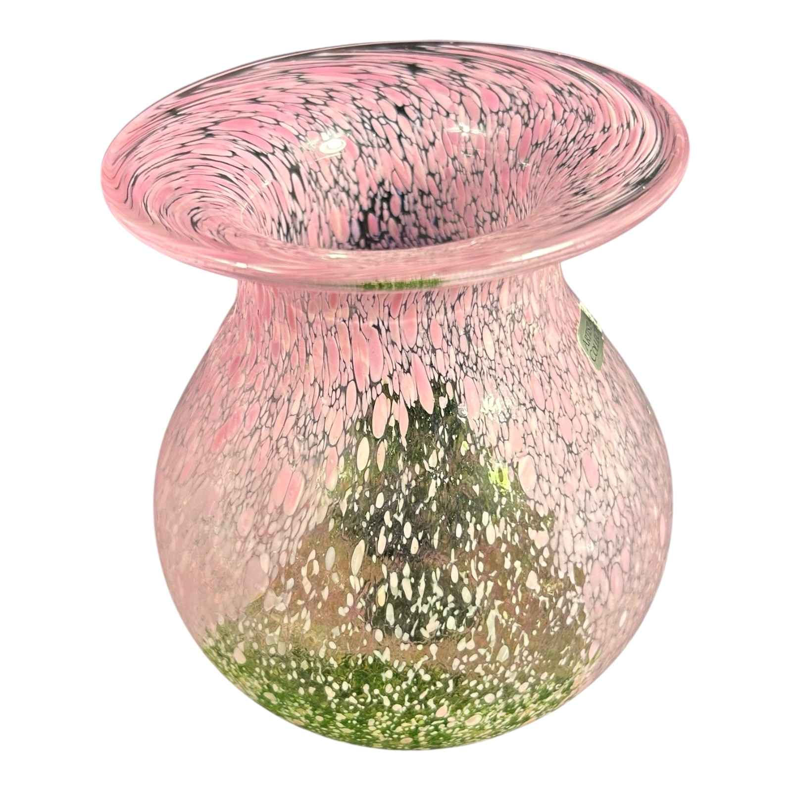 Vintage Kosta Boda Swedish Art Glass Pink Confetti Vase - Signed Ulrica Vallien
