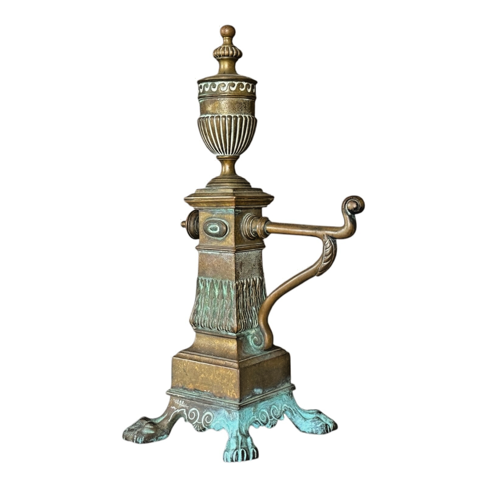 Antique Cast Iron Decorative Ornate Fireplace Andiron - Single
