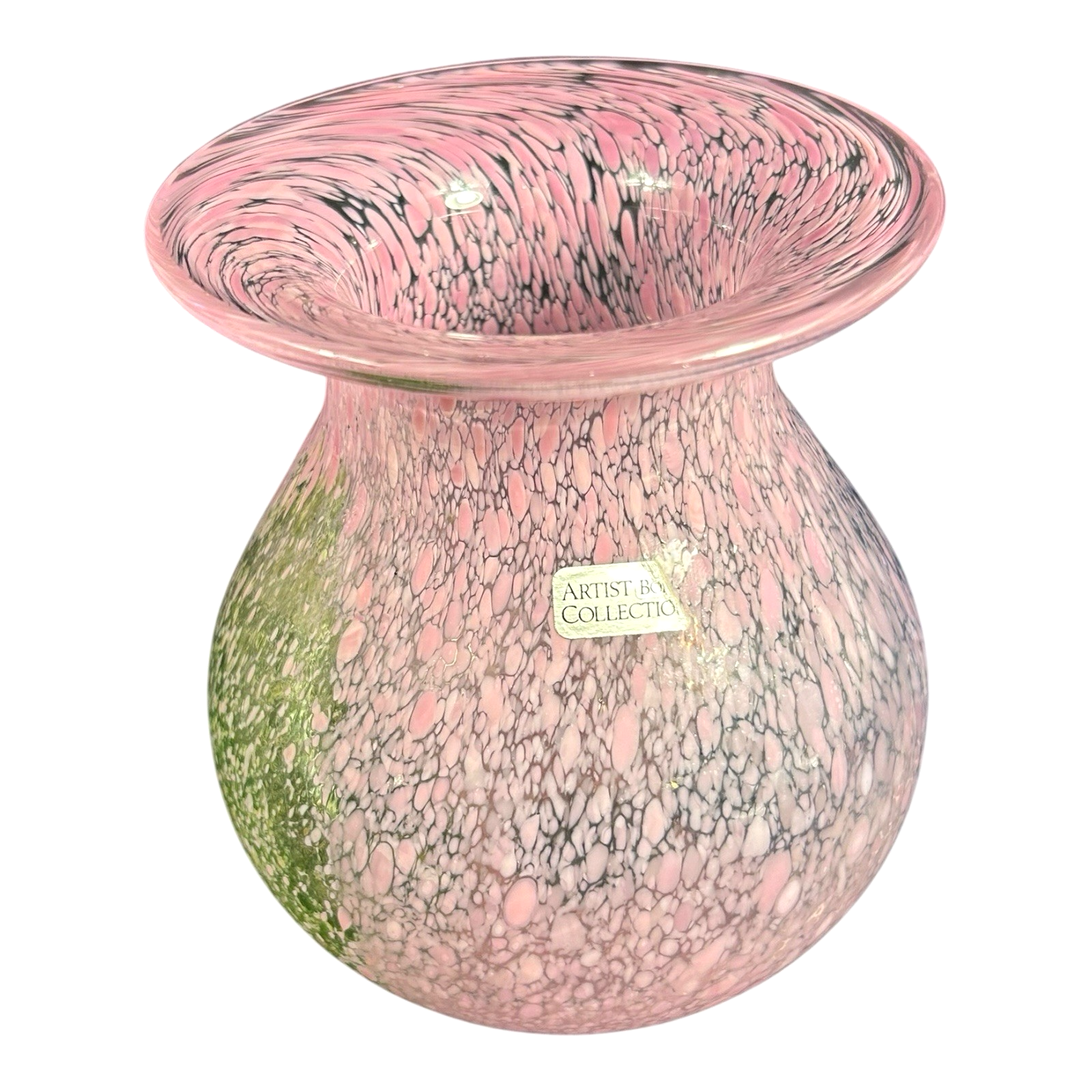 Vintage Kosta Boda Swedish Art Glass Pink Confetti Vase - Signed Ulrica Vallien
