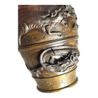 Antique Bronze Meiji Period Banded Vase with High Relief Dragon Theme