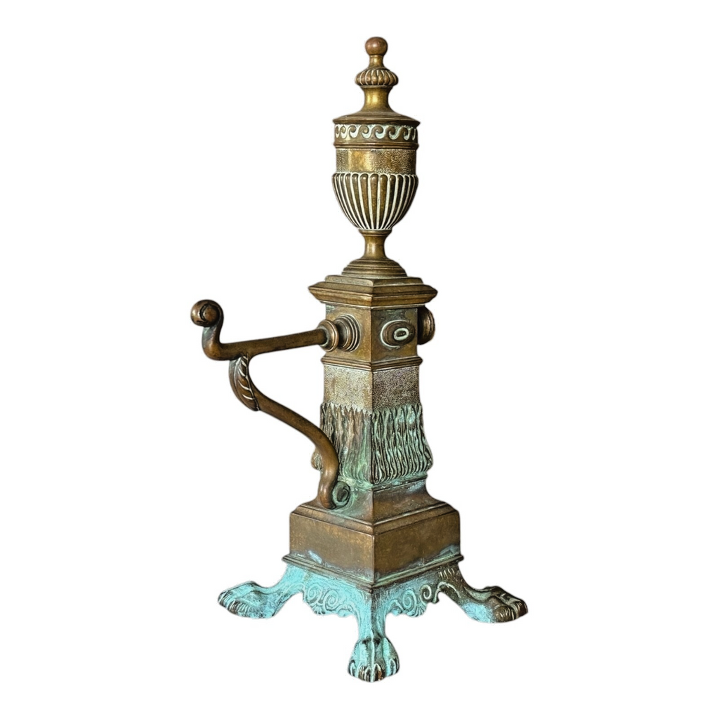 Antique Cast Iron Decorative Ornate Fireplace Andiron - Single