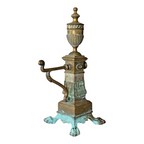 Antique Cast Iron Decorative Ornate Fireplace Andiron - Single