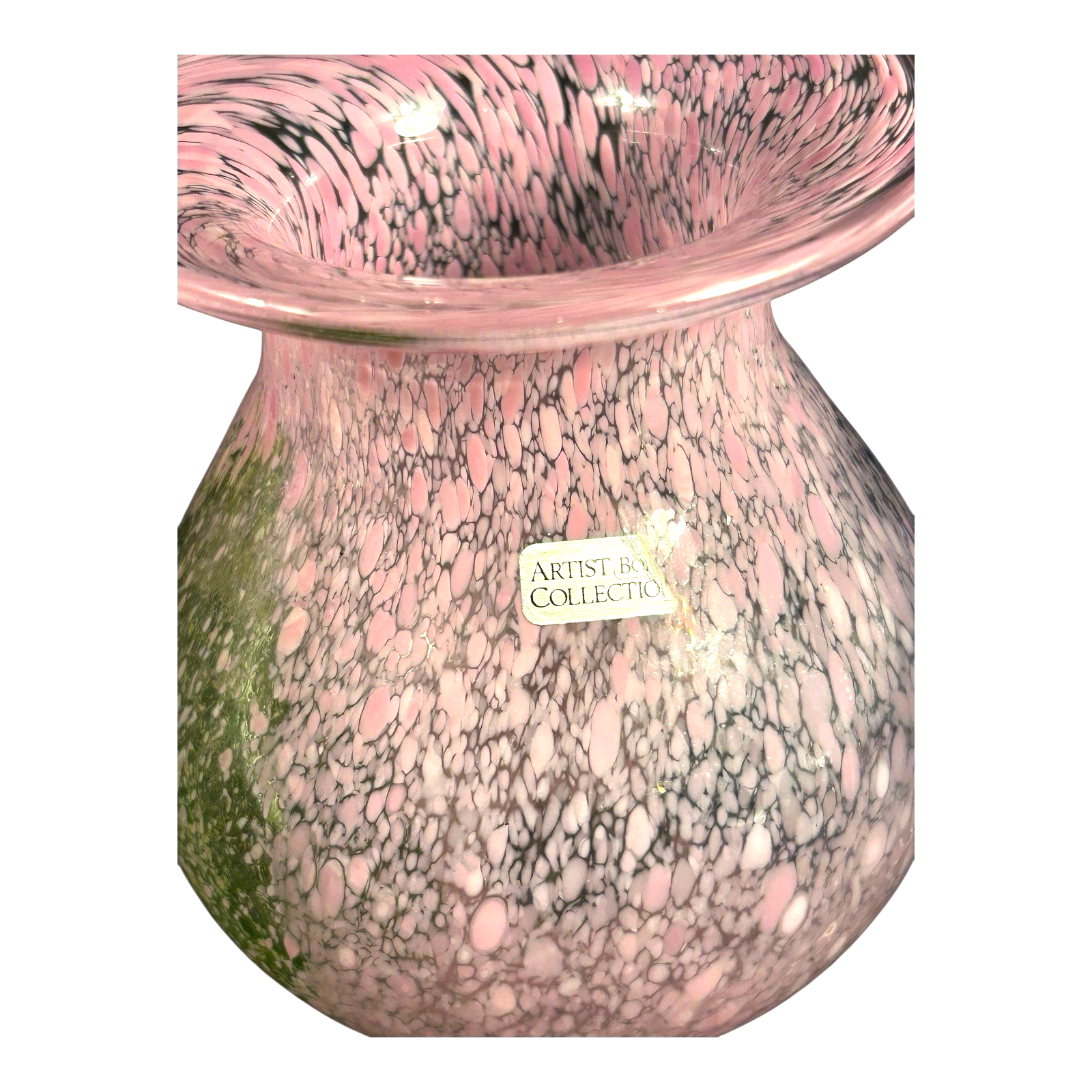 Vintage Kosta Boda Swedish Art Glass Pink Confetti Vase - Signed Ulrica Vallien
