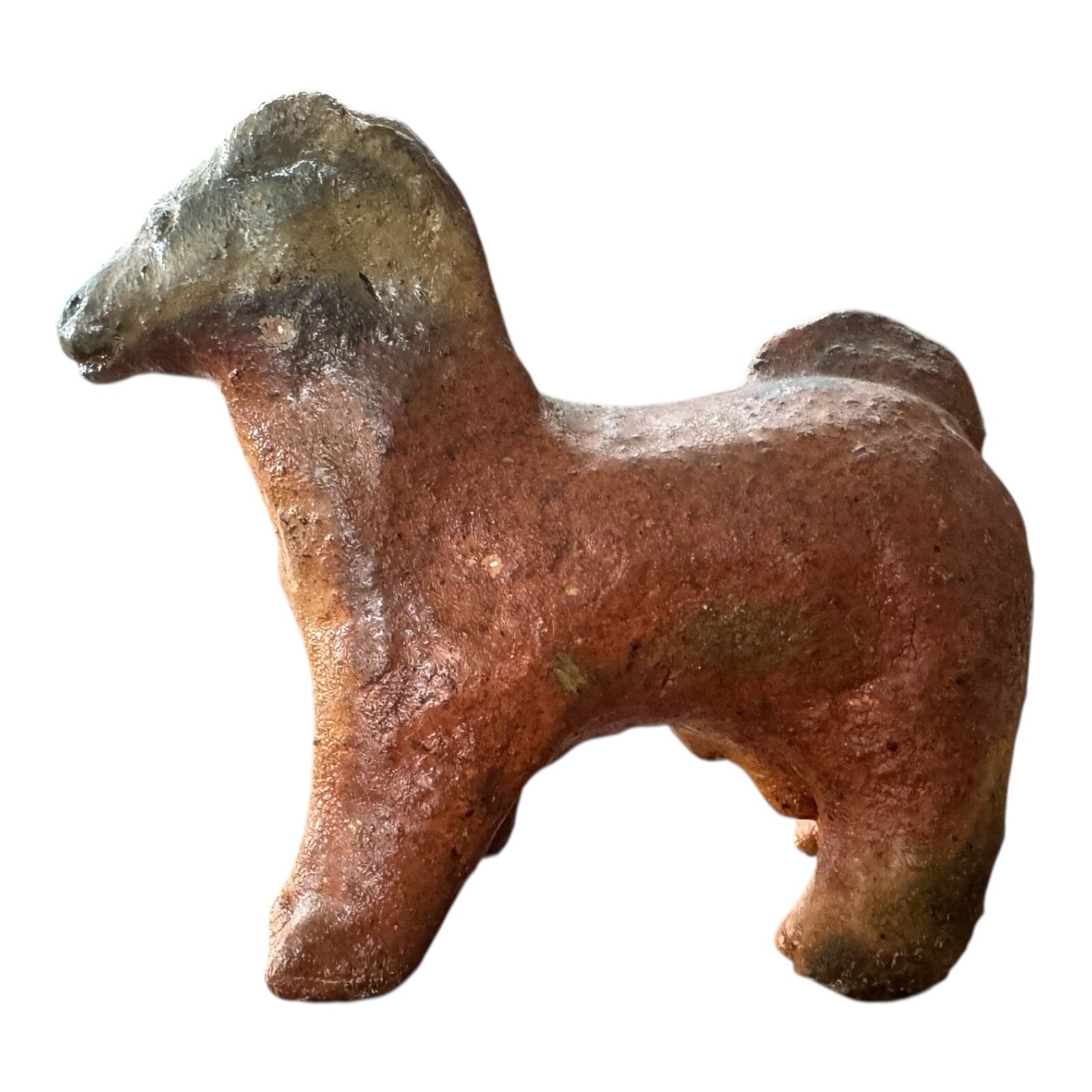 Antique Native American Redware Pottery Ram Figurine