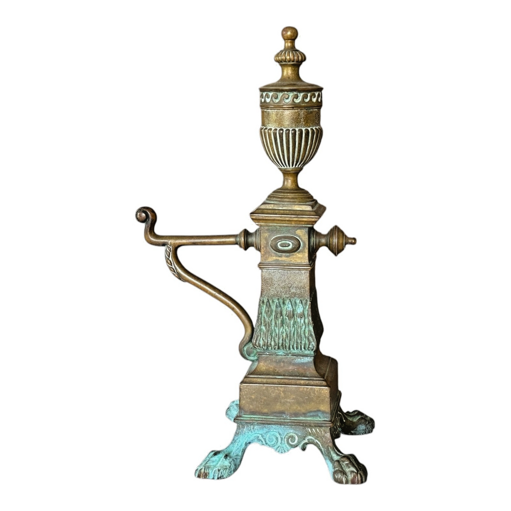Antique Cast Iron Decorative Ornate Fireplace Andiron - Single
