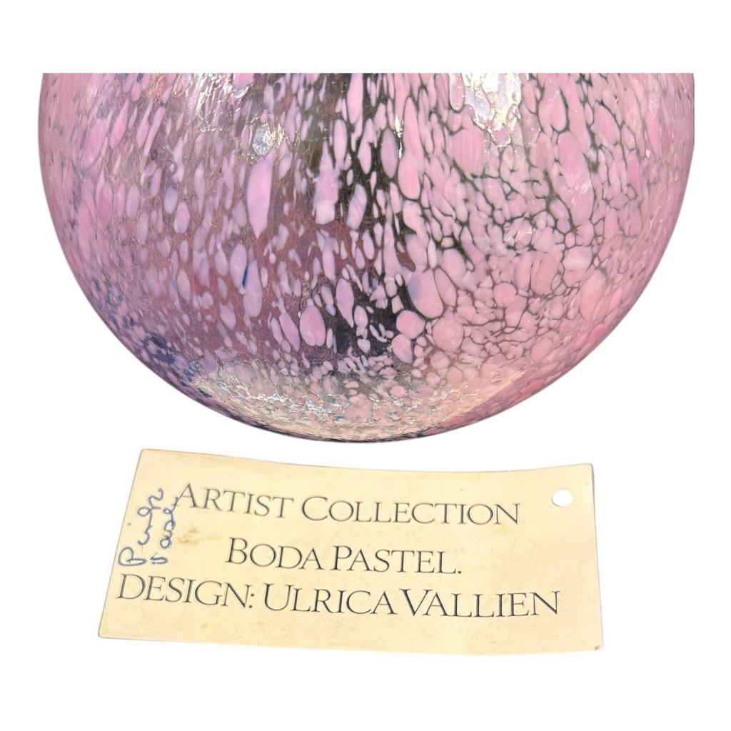 Vintage Kosta Boda Swedish Art Glass Pink Confetti Vase - Signed Ulrica Vallien