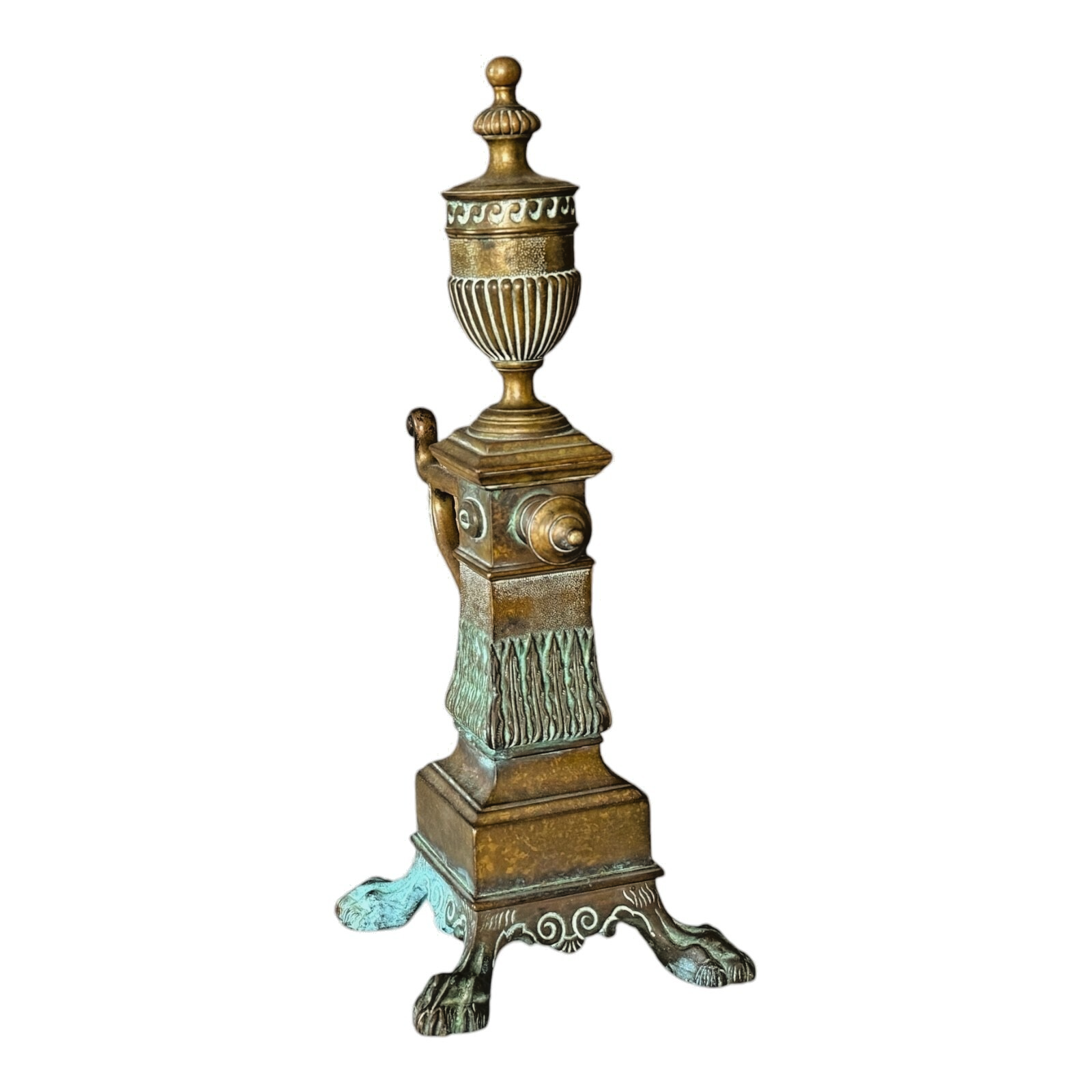 Antique Cast Iron Decorative Ornate Fireplace Andiron - Single