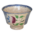 Antique Staffordshire Blue Spatterware Spongeware Teacup - Tulip Floral Design