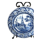 Antique Staffordshire Blue Transferware Historical Bowl Octagon Church