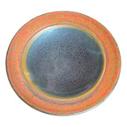 Vintage Studio Pottery Oil Spot Tenmoku Glaze Dinner Plate - Orange Kaki 9.75”