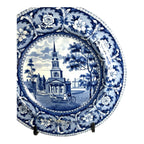 Antique Staffordshire Blue Transferware Historical Bowl Octagon Church