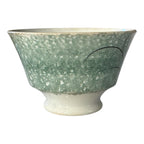 Antique Staffordshire Green Spatterware Spongeware Teacup - Peafowl Design