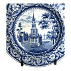 Antique Staffordshire Blue Transferware Historical Bowl Octagon Church