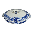 Antique Royal Vienna Porcelain Blue & White Covered Tureen - Beehive Mark