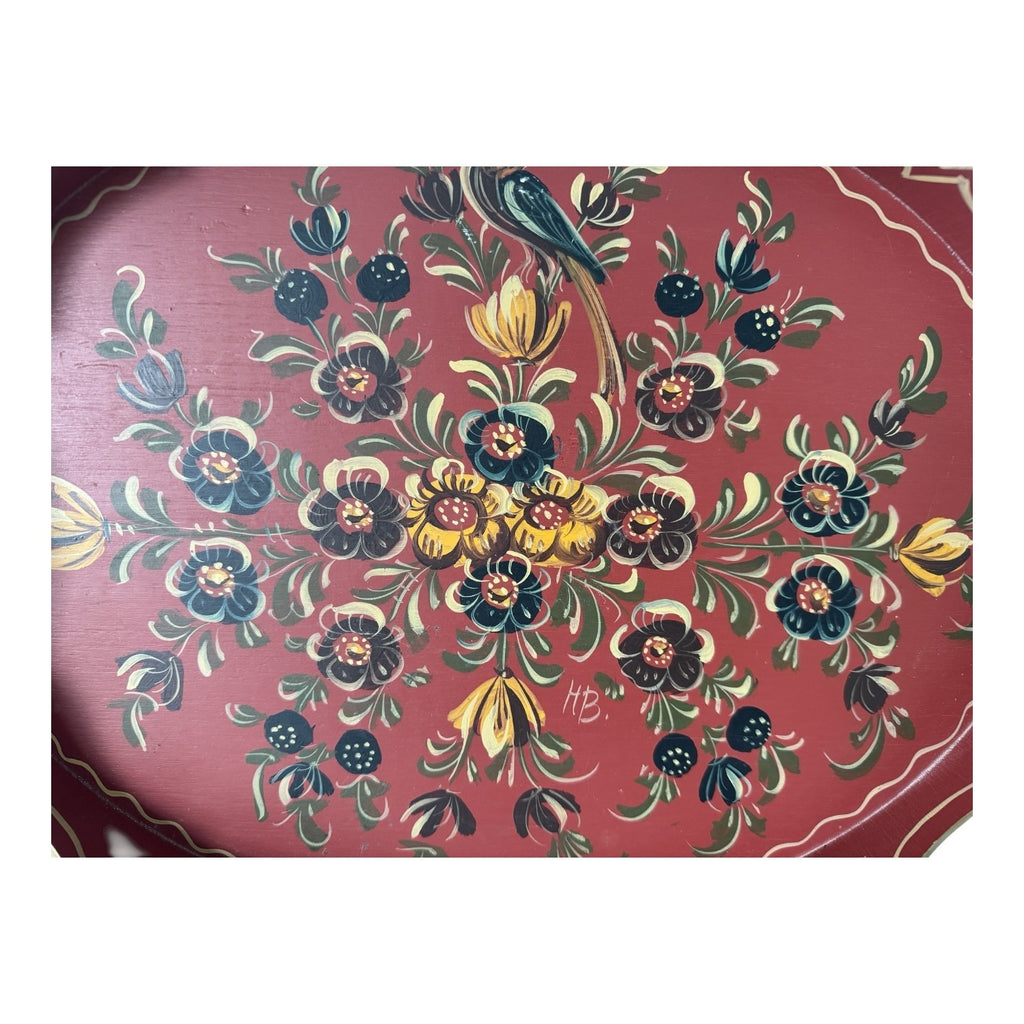 Vintage Hindeloopen Dutch Folk Art Hand Painted Floral Wooden Tray