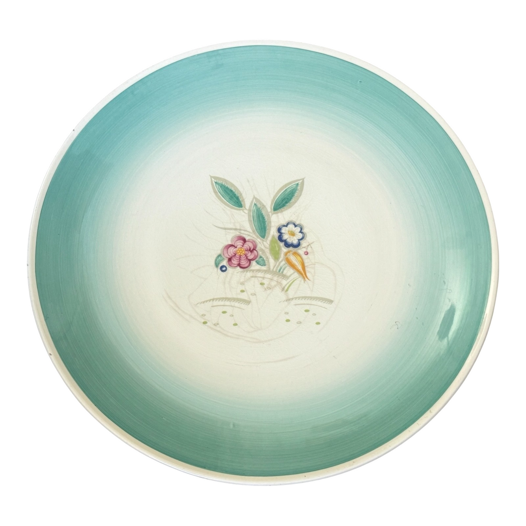 Vintage Crown Works Turquoise Floral Wall Hanging Platter by Susie Cooper - 16"