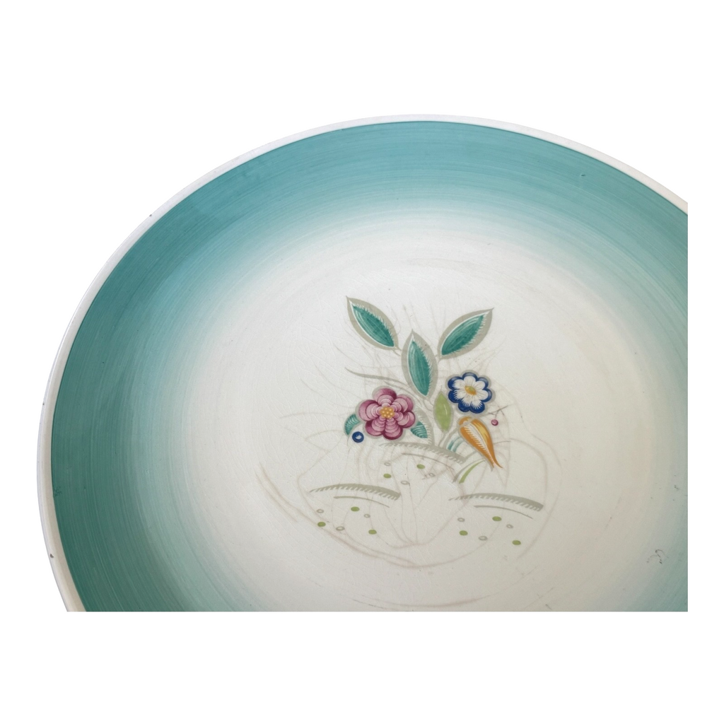 Vintage Crown Works Turquoise Floral Wall Hanging Platter by Susie Cooper - 16"