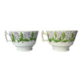 Antique Staffordshire Pearlware Hand Enameled Purple Floral Teacups
