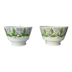 Antique Staffordshire Pearlware Hand Enameled Purple Floral Teacups