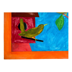 Vintage American Folk Art Primitive Outsider Art Bird Painting - Signed