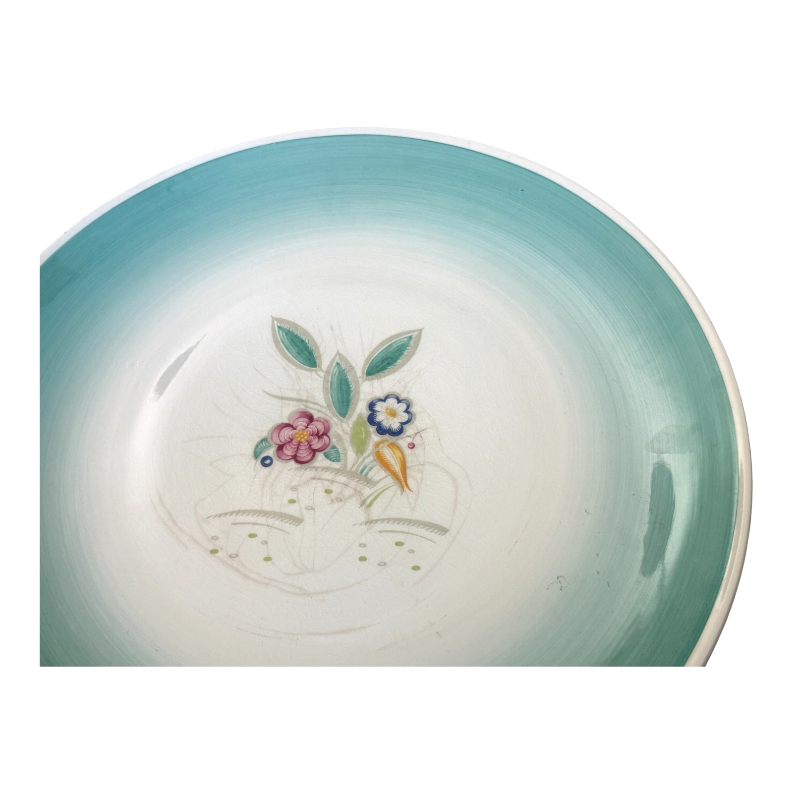 Vintage Crown Works Turquoise Floral Wall Hanging Platter by Susie Cooper - 16"