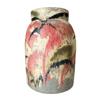 Vintage Ozark Roadside Tourist Stoneware Pottery Vase - Red Black Drip Glaze
