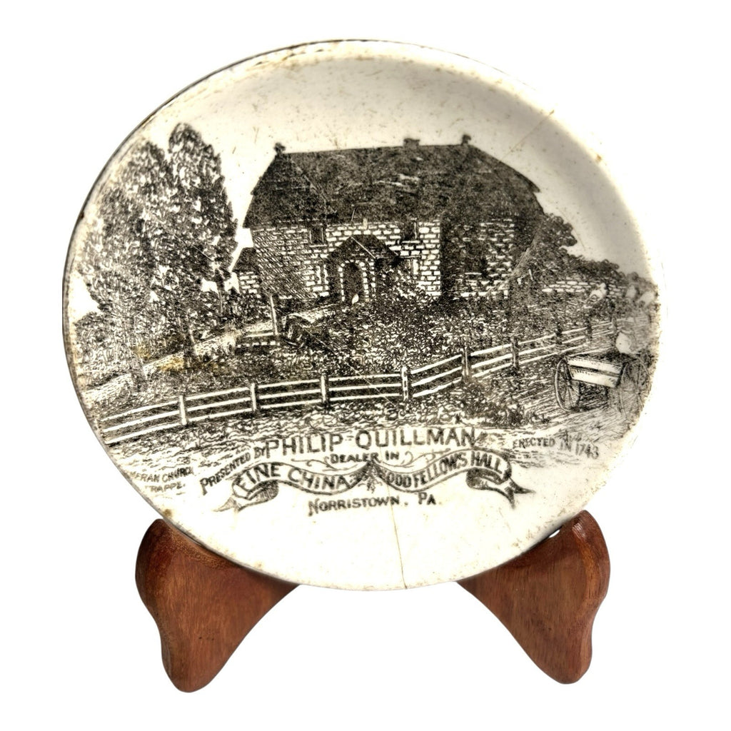 Antique Odd Fellows Fine China Advertising Dish Norristown Pennslyvania